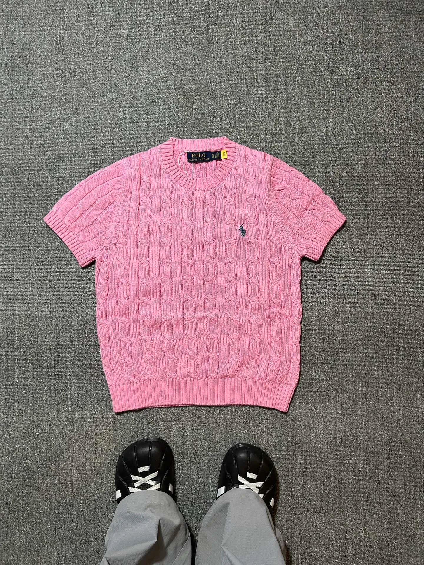 P160 Polo Ralph Lauren SS23 solid color logo embroidered sweater, official website logo on the collar. Scan the QR code to enter the official website and compare the quality at will. Size: XS-L